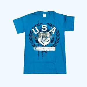 NWT USA Shield Unisex SMALL Royal Blue Short Sleeve Crewneck T-shirt